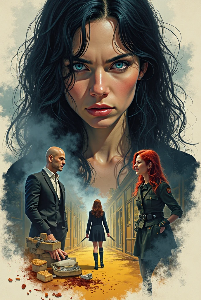 Imagine an intriguing and visually captivating cover. In the middle, The protagonist stands out with her dark skin, her reddish brown hair falling in soft waves, Framing her face with intense beauty. Her honey-colored eyes are deep and expressive., reflecting a mix of determination and vulnerability, as if she knew dark secrets surrounding her. his expression is serious, almost defiant, suggesting that she is trapped in a world full of deception and lies.

On both sides of the protagonist, There are some figures, that appear as shadows. His face is not seen  , which adds an air of mystery. The male figure is presented with a dominant posture, projecting a sense of danger

. Lights and shadows play with each other, creating a dramatic contrast that emphasizes the tension of the story.

This combination of visual elements captures the essence of a complex narrative, where love, Betrayal and the fight for freedom intertwine in a world full of secrets and shadows..