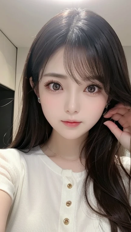 table top, highest quality, shape, Super detailed, finely, High resolution, 8k wallpaper, 完璧なダイナミックな構shape, beautiful and detailed eyes, Gorgeous and stylish black fluffy latest Tokyo winter clothes,ランダムなcute髪,small breasts,natural color lip, bold sexy pose,smile、20 year old girl、cute、sexy shot looking at camera,Always blur the background,perfect and beautiful face,Take only the face,beautiful and detailed face、slim face and style,Big eyes、Do gal makeup