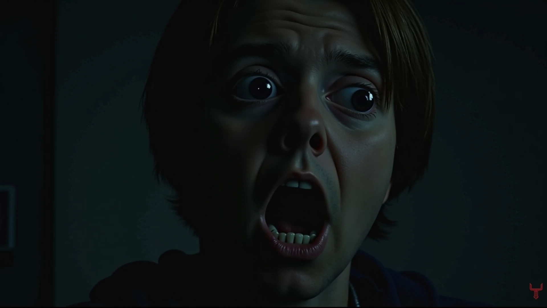 a close up of a picture of a woman with a bloody face, creepy child, still from animated horror movie, cursed imagery, chucky, jump scare, scary picture, nightmare portrait cursed image, horror face