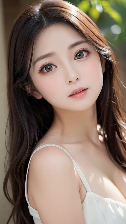 1girl, Extremely cute, amazing face and eyes, (extremely detailed beautiful face), (Ultra realistic), (highly detailed eyes, highly detailed hair, highly detailed face, highly detailed plump lips), naked, (off shoulder), breasts, upper body, caute smile, (best quality:1.4), Raw photo, (realistic, photo-realistic:1.37), professional photography, cinematic light,