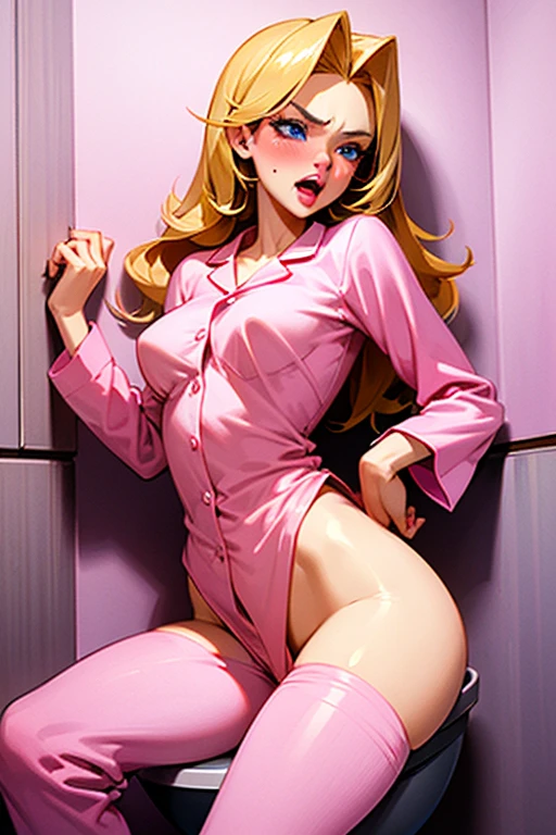 blush, smile,glowing aura, natural light, masterpiece, glossy skin, juicy lips , ,sexy, hot, evil,juicy lips hour glass, , juicy lips, , slender body, small , huge ass,smile, ultra detailed, , blonde sandy hair,green eyes, glasses, pink bow, pink clothes, bimbo, pink mini skirt