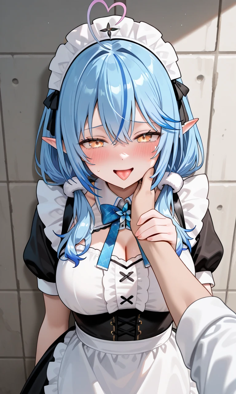 nsfw,((shifty, cat ear headphones, blue shirt, sailor collar, white skirt, wrist cuffs,)),((solo girl)),nsfw,((Perfect body,))((Super beautiful,)),blushing face,Heavy breathing,saliva, sweat, Sweaty and wet all over,((Perfect body,))((Super beautiful,))((High quality,))((medium breast)),Sweaty body,Rough breathing,Blushing,pov,Looking at Viewer,((Half-open eyes)), (Hotel town at midnight,),Thigh-high socks,from above,((handjob,bukkake,cum on face,cum on hair,)),micro bikini,((blowjob,Fellatio,deep throat,,)),