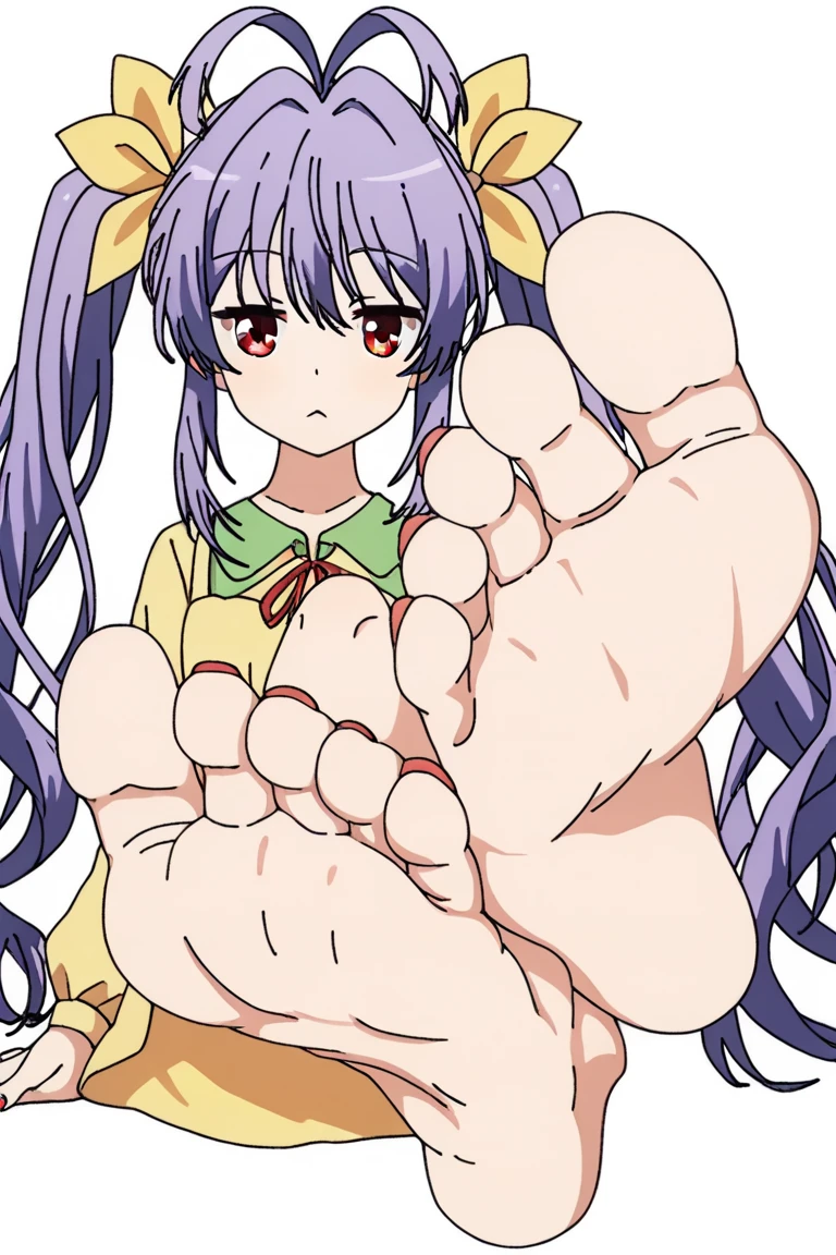 a girl sitting on the sofa,The feet were covered with dirt,Dirt - Skin, dirt stains, Detailed feet POV, Japanese cartoons,comics