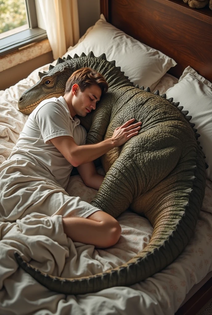 A muscle green male alligator, a muscle green male lizardmen , sleeping showing his butt, yellow ligth, muscle feets