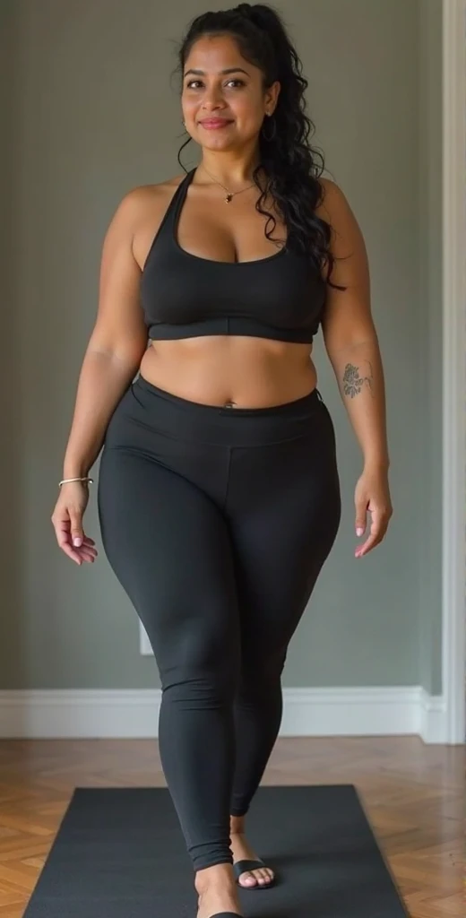 (ultra high definition), (ultra high definition), (full sharpness), (maximum quality), (Cinematic), (8k), (very black Girl), ((very tall girl), ((chubby)), ((extremely beautiful)), (alone), ((full body)), (ultra detailed face), (ultra detailed eyes), (ultra realist eyes), (perfect body), (delicate hands), (very detailed hands), (studio lighting), ((front view)), (very sexy), (malicious smile), (soft skin), (very insinuating), ((perky butt)), (((wearing leggings ))),(((cut off t-shirt))), ((ultra wide hips)), (very thick thighs), ((very thin waist)), (huge breasts), (very big ass), (natural skin), (unique), (totally realistic), (very hot), (very fat ass), (very wide ass), (so sweet), temptation), (very wide pubis), (broad bones), (very round ass), ((no belly)), ((flat belly))
