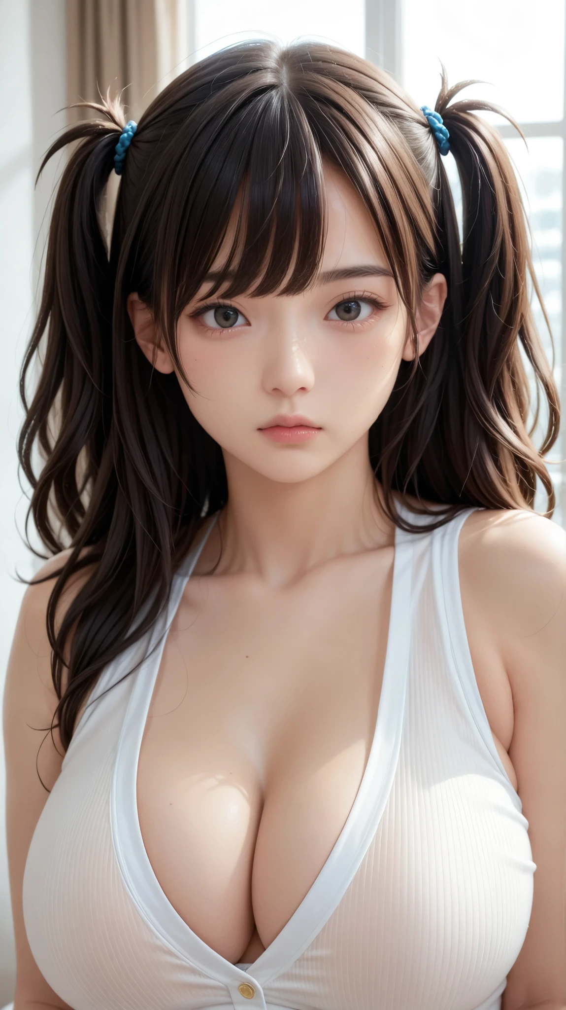 (Thin type:1.5),(large breasts),(random hairstyle:1.2),(Highest image quality, (8K), Ultra-realistic, Best Quality, High quality, High Definition, high quality texture, high detailing, Beautiful detailed, fine detailed, extremely details CG, Detailed texture, realistic representation of face, masterpiece, presence)