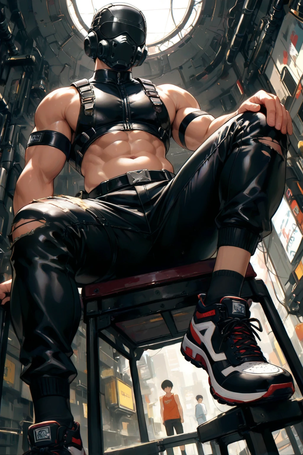real person, Asian men,Bundled,HD,feeling of youth,associated with shame,exhibit,Male characters show their faces,Full body color latex set,Latex pants clearly depicted,Well-developed abdominal muscles,Full body image,Sexy tights,Full body latex clothing,Shiny latex coat,black riding boots