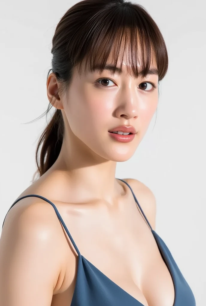 Sculpting sexy poses, (masterpiece:1.3), (8k, Realistic, RAW Photos, highest quality:1.4), (1 girl), Beautiful Face, Realistic face, (Detailed face), Beautiful Hairstyles, (Thin Hair), Realistic eyes, (Fine Eyes), Beautiful details, Realistic skin, (Fine skin), Beautiful Skin, charm, Ultra-high resolution, Surreal, Very detailed, (Flat Chest:0.5), The Beauty of Japan, (Slim figure), kind, Brown Hair, Cute young Japanese girl, Cute young Japanese girl, (Simple ultramarine background), Flat Chest :1.2, Accentuate your cleavage, Stagnation, Wide Shot, (ankle shot), Wearing a large T-shirt without a bra, Girlish, Protruding nipples, pubic hair,(((Full body portrait))),(((She spreads her thick legs wide:1.4,Artistic Nude Charm,Very small breasts,Shiny dark nipples and areola,large nipples and areolas,,,,,,Transparent female mechanical charm,Big Ass,Her asshole is pointing at me,Hairy Asshole,Half-mouthed expression,anatomy,Mysterious work of art:1.3)))