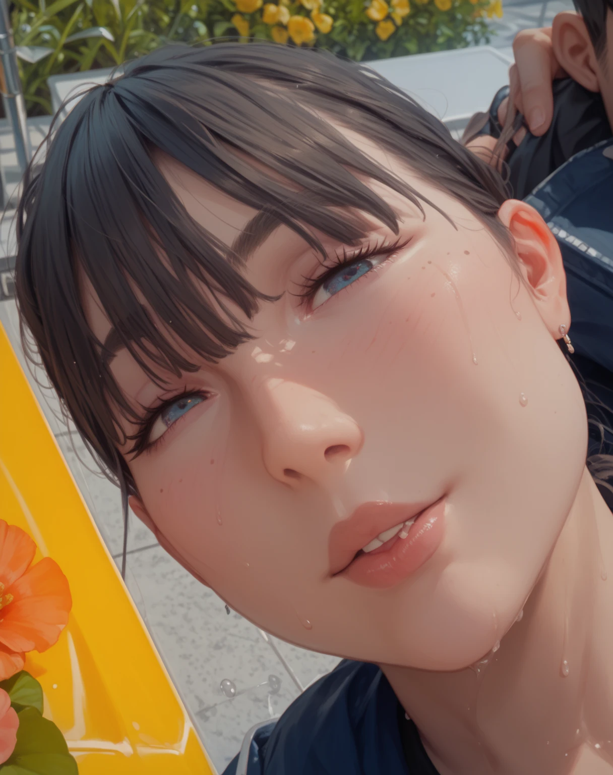 There is a woman lying on the beach in a leopard print bikini, photorealistic anime girl render, Asuka as a surfer model, hints of yayoi kasuma, [ 4 k photorealism ]!!, highly detailed giantess shot, [ 4 k photorealism ]!!!, [ 4 k photorealism ], realistic bikini, 3 d anime realistic