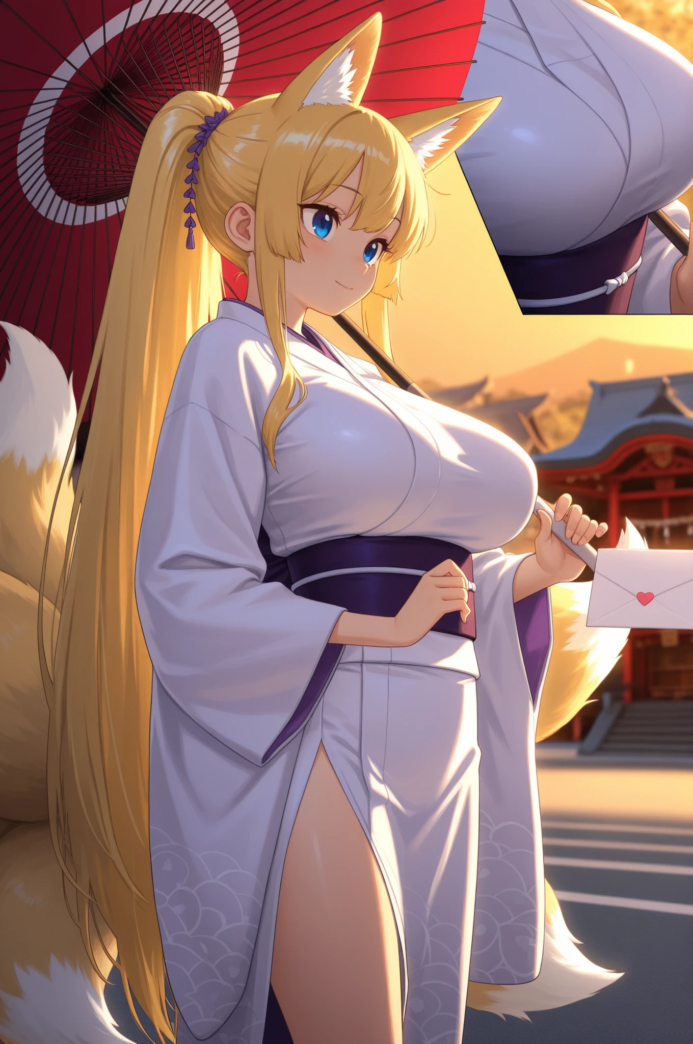 big butt, big breasts, high, yellow hair, kimono, Nipples, vagina, masterpiece, Best quality, correct anatomy, correct body proportions