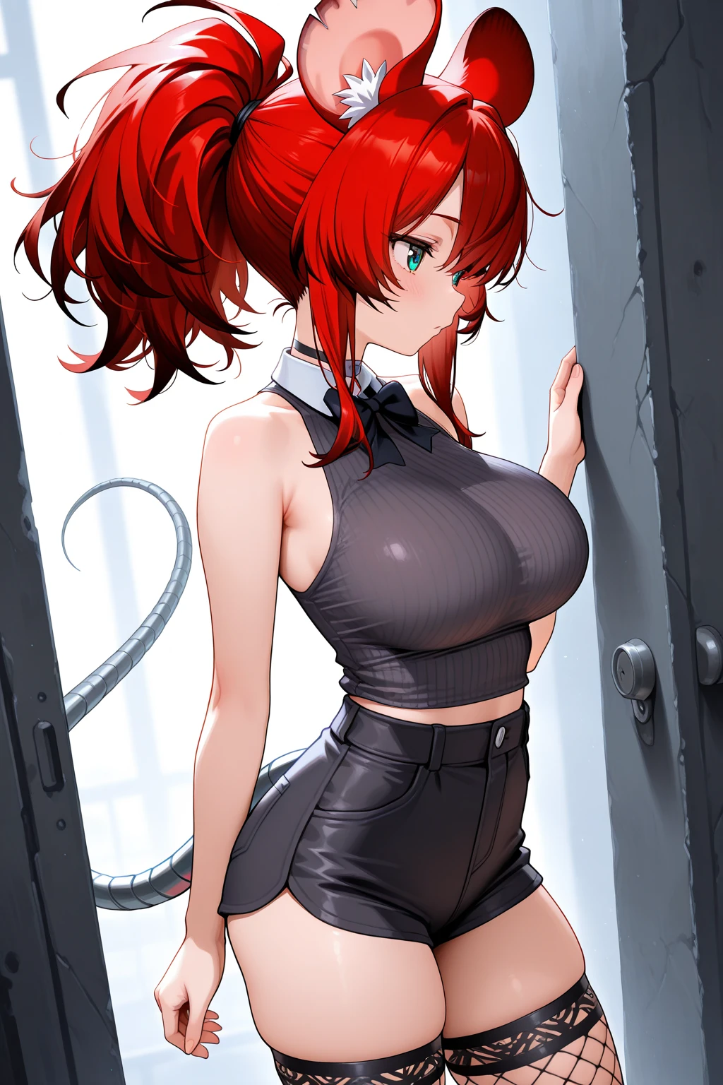 nsfw, (full nude:1.2), 1girl, pussy, Hairless Pussy, breast, tummy, (medium large breast, firm breasts:1.3), spoken heart, love juice, from below, (embarrassed, blush, in heat:1.2), orgasm, smile, (spread legs, legs up:1.2), (lifting her knees with her hands:1.5), lying down, on a white bed, (masterpiece, best quality, perfect anatomy, dynamic lighting, character focus:1.2), (close to viewer:1.3), (detailed eyes, narrowed eyes), open mouth, white skin, hakosdef, twintails, dice hair ornament, midriff, mouse tail, tail bow