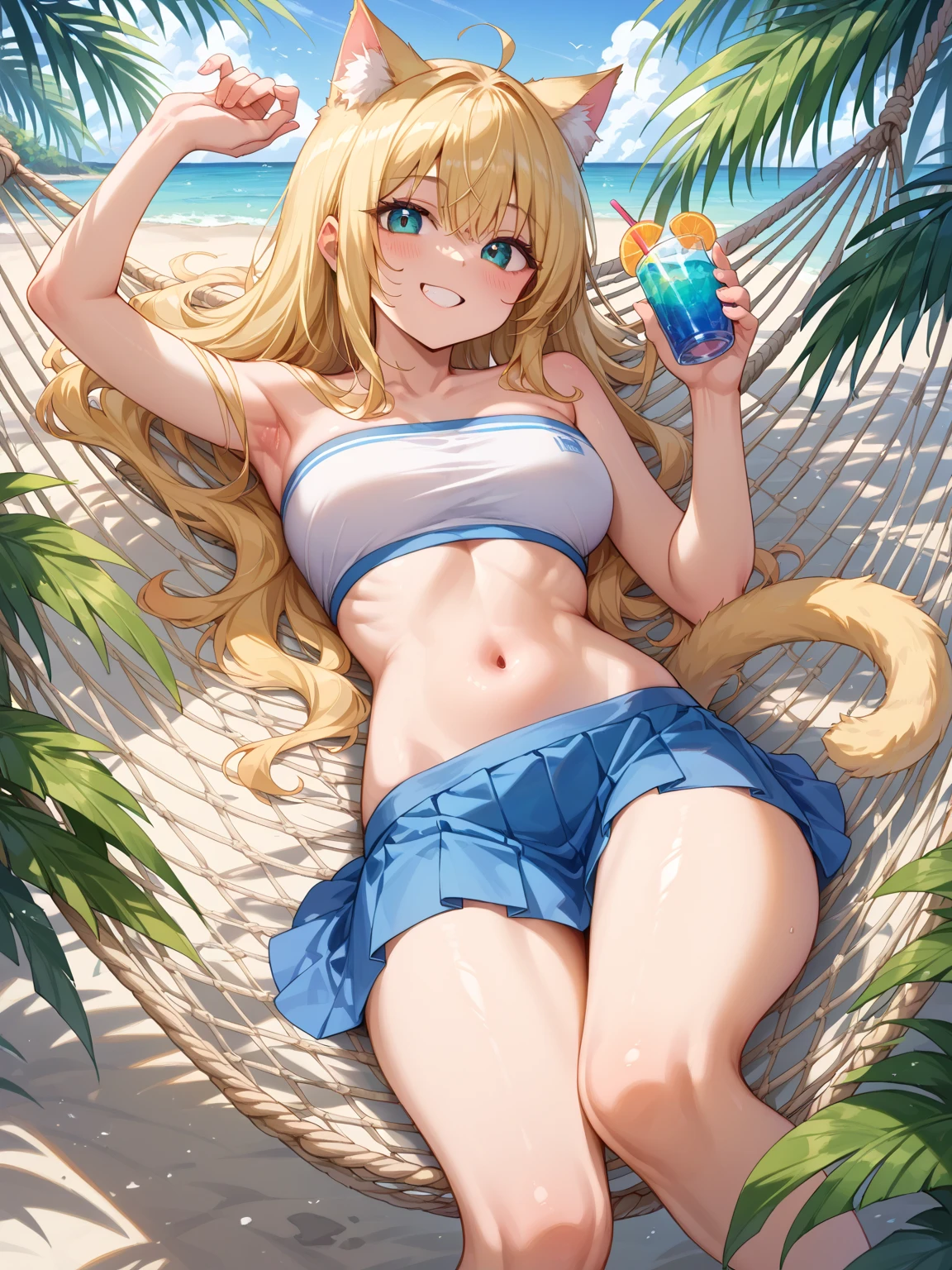 Masterpiece artwork, maximum quality, little dutch girl, 12 year old, beachfront, bikini, blondie hair,  look at the camera