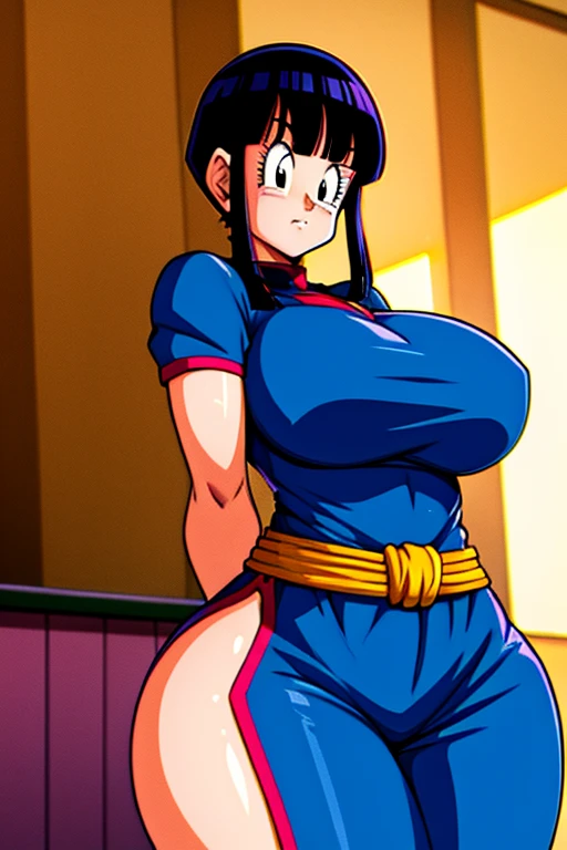 (1girl in:2.0, Solo:2.0, chichi_nffsw:1.15, Yellow cheongsam:1.3, orange_neckerchief:1.15, earrings, updo hair:1.1, Dango Hair:1.3, Bun hair:1.3, Black hair, Original photo), (((Shallow depth of field))), (Photographic realism: 1.3), (masutepiece:1.1, Absurd quality:1.1), an extremely delicate and beautiful one, Extremely detailed, 16k wallpapers, Stunning appearance, Fine details, Highly detailed ticker uniform 16k wallpaper, super detailed, 超A high resolution, Soft lighting Next, short length bangs, jet-black hair)), Beautiful detailed girl, Ultra High Definition Fingers, Perfect Finger, With perfect arms, extremely detailed eye and face, Light on the Face, Mature Face, Realistic face, Perfect slim body, Beautiful slender thighs, (ultra gigantic tits:1.5, SuperHuge boobs:1.5, ultra gigantic tits:1.5, ultra huge cleavage:1.5), (Standing Sex:1.5, Doggy sex:1.5, Abandoned hut:1.15, in a farm, Full body shot),