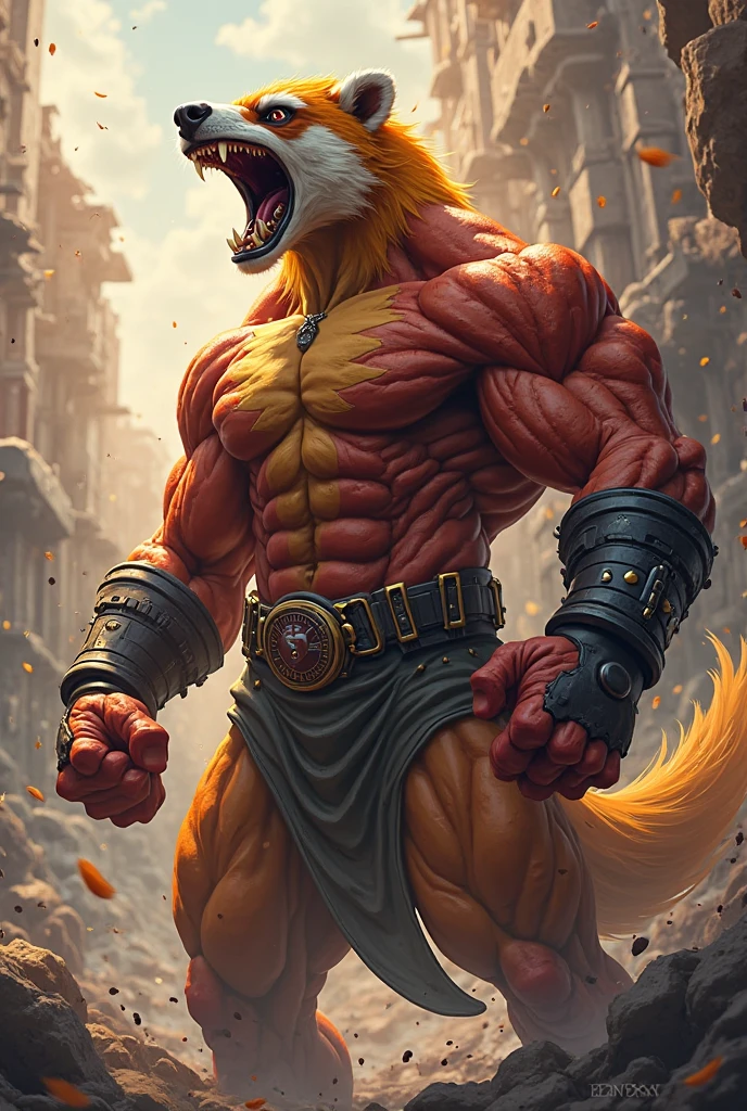 ((extremely detailed)), furry lair (white wolf), ((((solo, 1boy, )))), ((bodybuilder, venous muscles,)), ((shorts, )), ((fluffy fur)) , (((external background, photorealistic))), huge 20-inch ????? canine ?????????