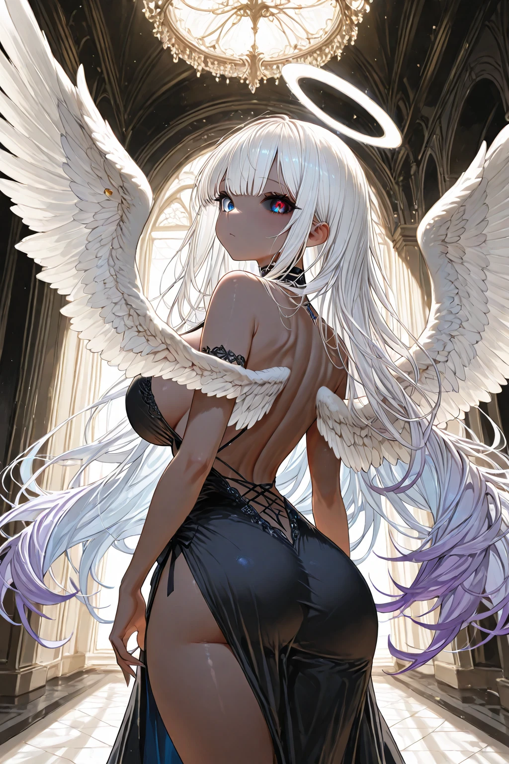 (((((dark blue skin))))), beautiful face, (((strong wind))), storm, (((blue eyes))), (hair ornament)), (((((white tattoo))))), (((naked))), ((( pubic hair))), female genitalia, beautiful girl, ((( long white hair))), night ((( Beautiful face))), (((海))), standing, (((((blue wings))))),Photo taken from below, (((legs spread)))