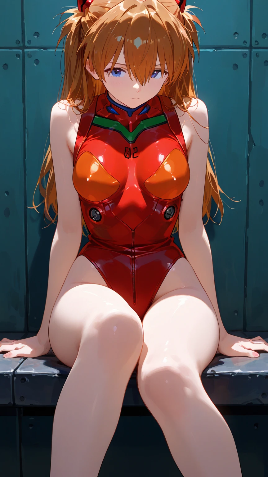 camel toe:1.4, erect nipples(Sw, eat), (vapour), (((long gloves:1.3))), brown loafers, black calf length socks, Open your thighs wide to the left and right、Squat on the ground, show off your crotch to the viewer, ((red latex competitive swimsuit:1.3)), High leg, squat, spread your legs:1.3, ((arm behind head:1.3)), absurdes, brown long hair, 青い瞳, 斜めの目, flat lighting, elevation angle, sexy pose, highest quality、Complex、surreal, perspective, very detailed, detailed background, shape, 1 girl, alone, big breasts、light smile, embarrassing, blush, ((outdoor poolside)),