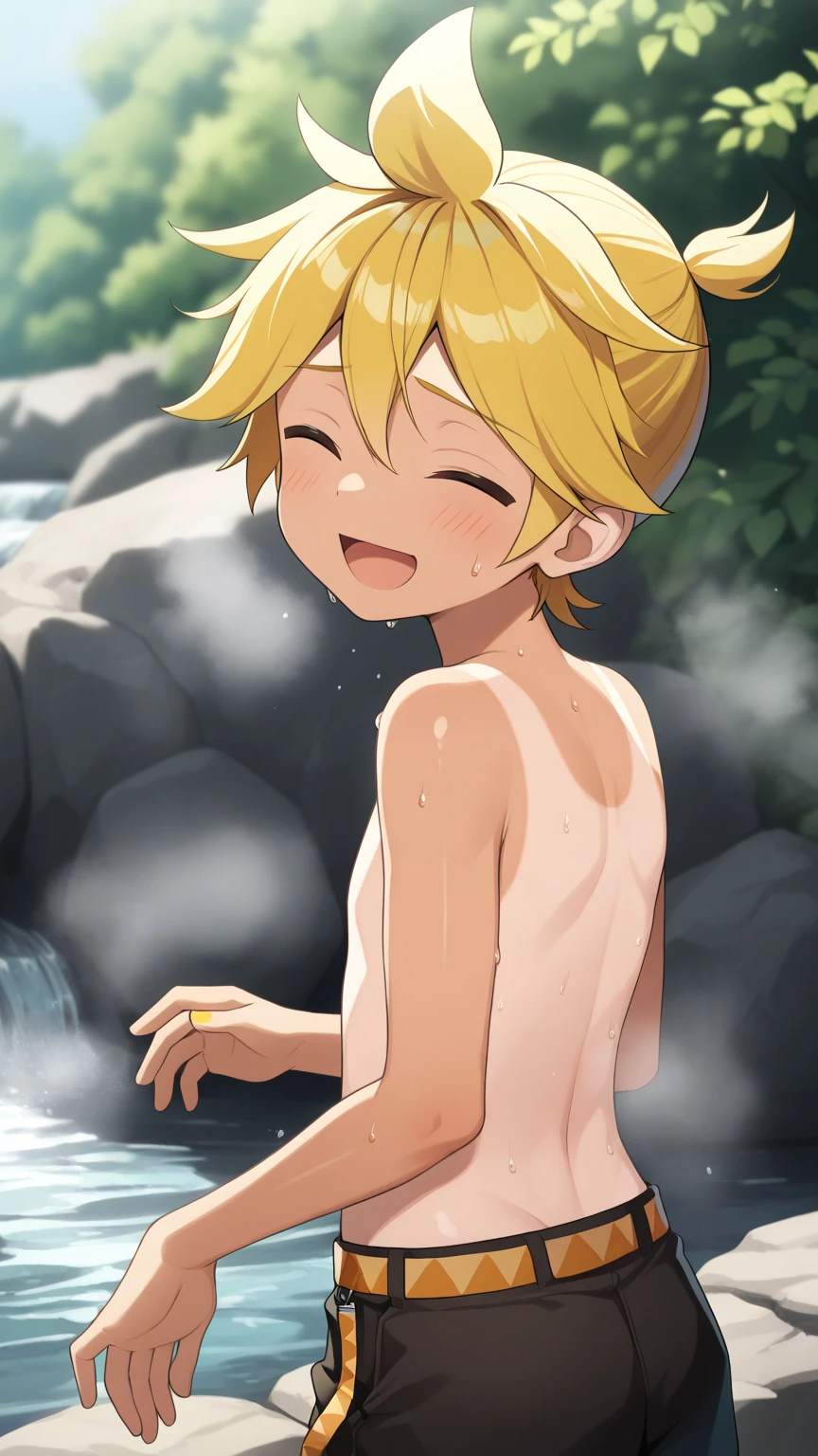 Borutouzumaki, Boruto Uzumaki, short hair, Blue eyes, Blonde hair, Male focus, mark on face, spiky hair, mustache markings, forehead protector,
outdoors, the forest, nature, trees, grass, sky, clouds, Sun,
BREAK looking at viewer, (cowboy shot:1.5),
BREAK (masterpiece:1.2), Best quality, a high resolution, unity 8k wallpaper, (illustration:0.8), (Beautiful detailed eyes:1.6), very detailed face, Ideal lighting, extremely detailed computer graphics, (Perfect hands, Ideal ???????), nude body, nude top, spread legs, squatting, little penis between legs, shy, 8k quality, excited, Mouth open