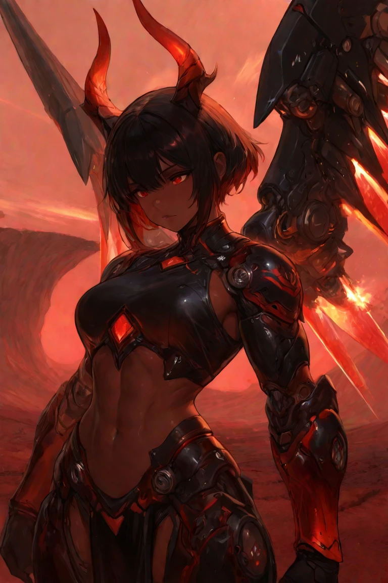 Ryūko Matoi ( kill la kill character ), ((BODY SHOT), full body, underboob, holding a big sword, ((big boob)), front view, dslr, 8k uhd, high quality, film grain, by Ilya, by joe madureira, by moebius