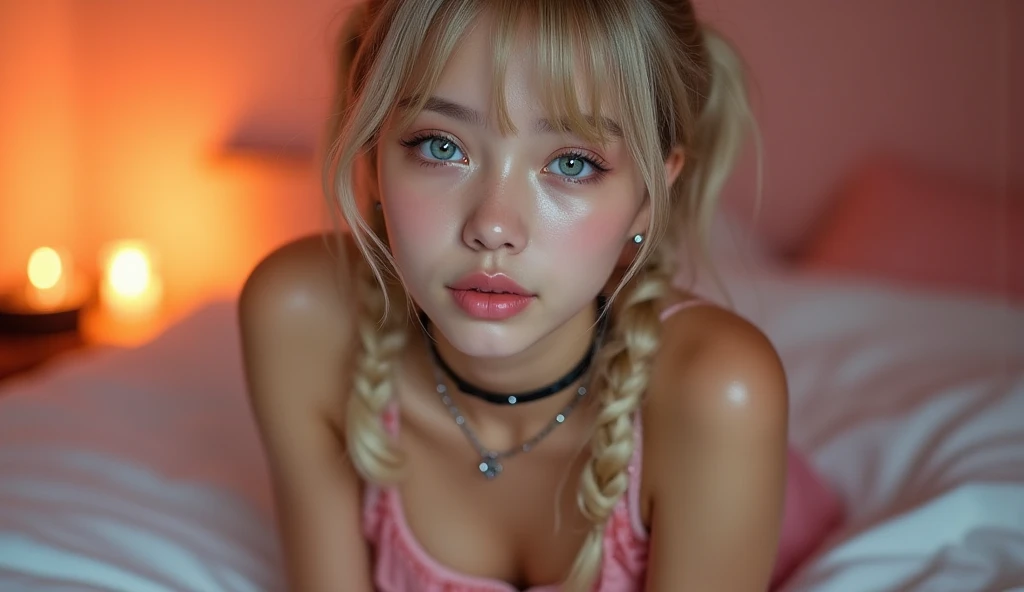 raw photo, photo realistic, ultra hight res, real life photo, perfect anatomy, (1girl, solo focus:1.8), 24 years old, super hot, gamer girl, e-girl, blond, sexy clothes, horny, slutty makeup,, on her knees、small breast,, selfie in mirror, teenage girl bedroom, looking at viewer, small breast,,, touching herself, showing body, exposing body, open mouth, licking her finger, analogue photography of ahegao, sexy girl, perfect face, pastel pink neon lights, flat lighting, (soft saturation:1.2),pale colour clothes, saliva droolin, , soft highlight g, pov, from below, Fujifilm, 8k, ((masterpiece)), best quality, from below, bokeh,
