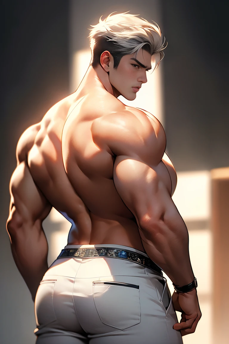 (RAW photo, best quality), (realistic, photo-realistic:1.3), masterpiece, an extremely manly and masculine, extremely detailed, CG, unity , 2k wallpaper, Amazing, finely detail, extremely detailed CG unity 8k wallpaper, huge filesize, ultra-detailed, highres, absurdres, soft light, pietroboselli person, tan skin, detailed fingers, extremely detailed eyes and face, beautiful detailed nose, beautiful detailed eyes, light on face, looking at viewer, (1man, mature face), realistic face, realistic body, underwear, shirtless, big bulge on underwear, big rounded ass