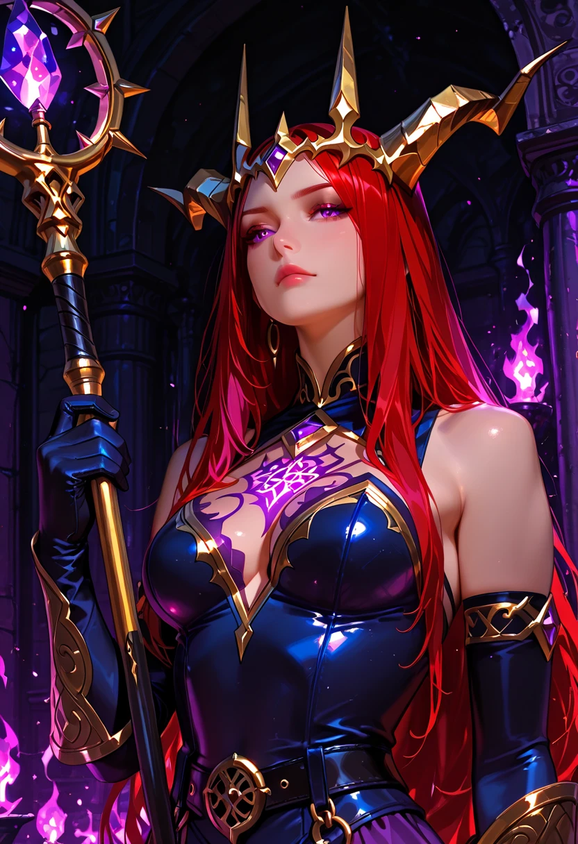 1 beautiful and sexy 20 year old girl, ((wearing traditional Hanfu armor with main colors purple and red:1)), not wearing pants, sexy hanfu style, ((long red hair:1.7)), jewelry elaborately made from precious stones and beautiful hair, ((wearing a 24k gold lace necklace:1.4)), the noble, noble style of an extremely beautiful girl, her small face is super cute, her face is very pretty, thin eyebrows, flawless beautiful face, ((black eye pupils: 0.8)), very beautiful eyes, ((light red eyes: 1)), (((big round eyes:1.6))), nice makeup and hair detailed eyelashes, steamy eye makeup, high nose, earrings, red lips, ((closed mouth: 1.5)) beautiful lips, slim hands, most beautiful thighs, ((arms spread out to the sides: 1.5)), rosy face, clean face, flawless beautiful face, smooth white skin, (big breasts: 1.5)), tight breasts, beautiful cleavage, (((big breasts and super round: 1.8))), beautiful breasts, perfect body, ((put girl's arms behind her back:1.6)), chest out, sit down on the bed, ((Open your legs:1.5)), not ashamed, 8k photo, super high quality, super realistic, super 10x pixels, optical, bright studio, bright edges, dual-tone lighting, (high-detail skin:1.2), super 8k, soft lighting, high quality, volumetric lighting, photorealistic, photorealistic high resolution, lighting, best photo, 4k, 8k quality, smooth sharp, 10x pixel, ((royal villa background:1.5)), aurora, lightning, super graphics realistic, most realistic graphics, 1 girl, alone, solo, Extremely sharp image, surreal, ((portrait:1.5))."