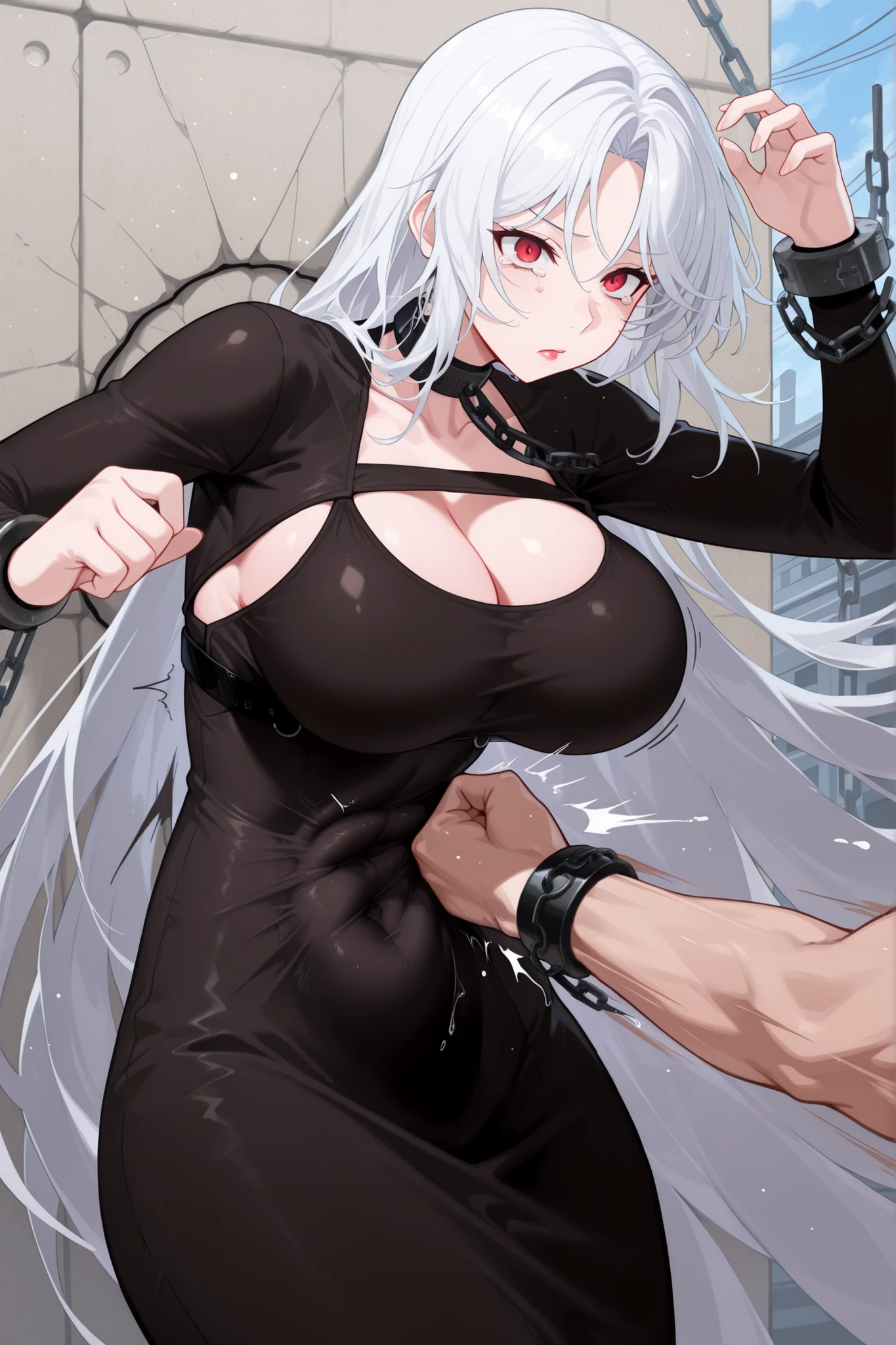 sensual、((blonde wavy hair))、thick thighs、8k、4k、highest quality、(High resolution:1.6)、cute anime face、noise reduction、((closed eyes、Sweat、blush、open your mouth))、(NSFW:1.5)、(vaginal sex:1.7)、(A man and a woman are having sex facing each other:1.2)、(((SFW huge body)))、(one man:1.3)、(Missionary position with legs extended:1.5)、(Lower Lady:1.3)、(Man's On:1.5)、(logic:1.3)