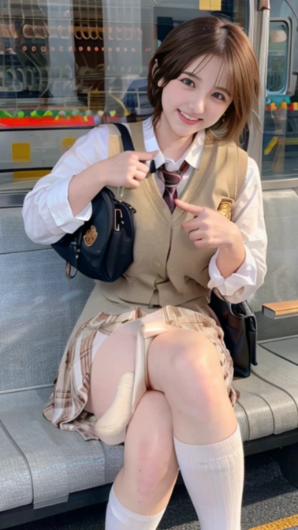 masterpiece, Highest quality, High resolution, girl, Peeking from below,Japanese,whole body,Cute face,high school girl,Baby Face,Looking away,Medium Hair,Baby Face,Weeping face,Small breasts,delicate,Expose,Clothes are open,Female genitalia is visible,pubic hair,Lower body naked,uniform,Black Skirt,M-shaped legs,Thin thighs,night,night景,City