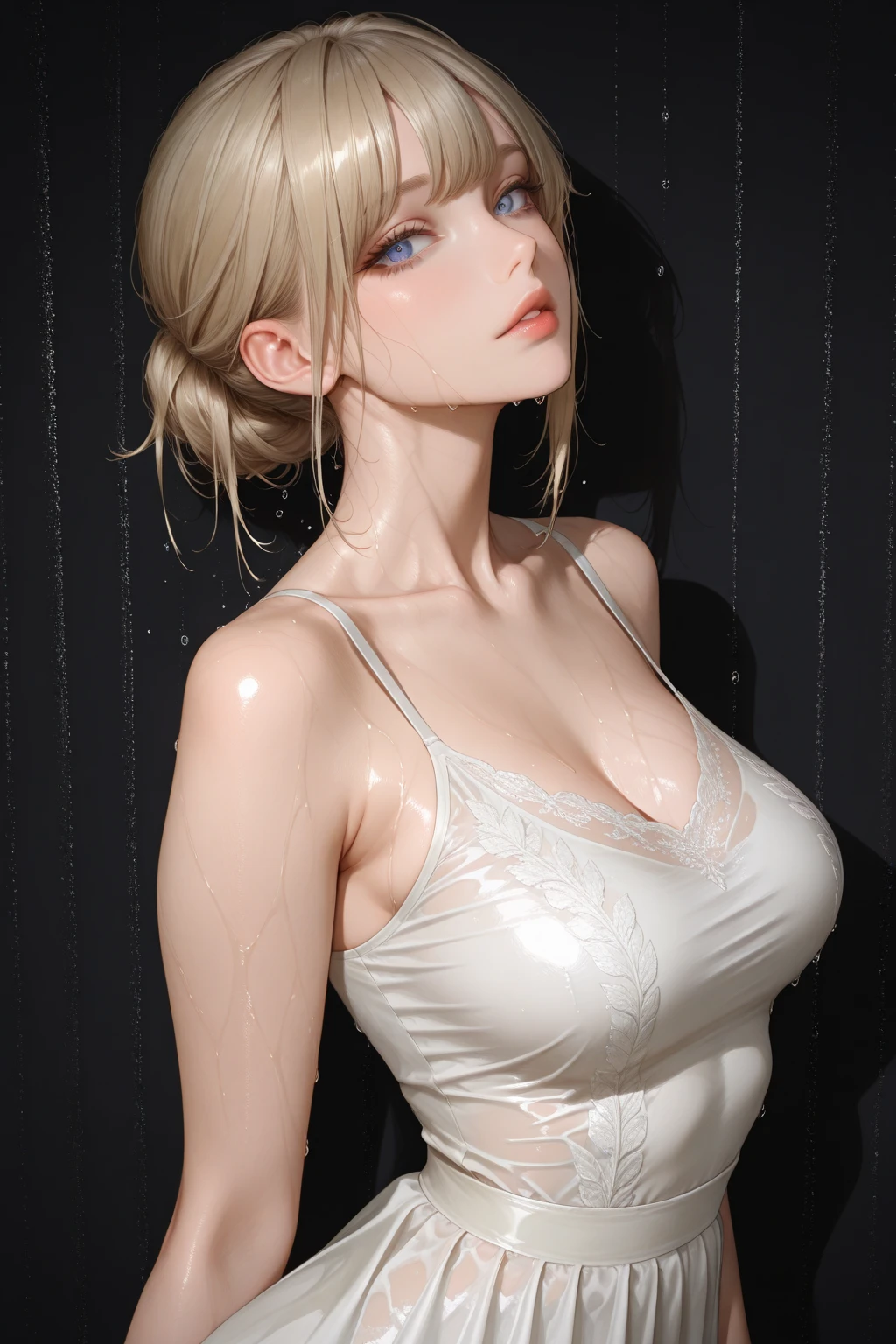 1girl,vampire princess,silver lingerie, (lace:1.3),stockings,outdoors, (Standing posture),Jewelry,slightly parted lips, lewd smile, red lips,(Lactation:1.2),(huge breasts),shiny skin,((8k, RAW photos, top quality, masterpieces), high-definition RAW color photos professional close-up photos), (realistic, photorealism: 1.37), (highest quality), (best shadows),ultra high resolution, high-definition CG unified 8K wallpapers,soft sunlight,clothing details, solo,Tamaki