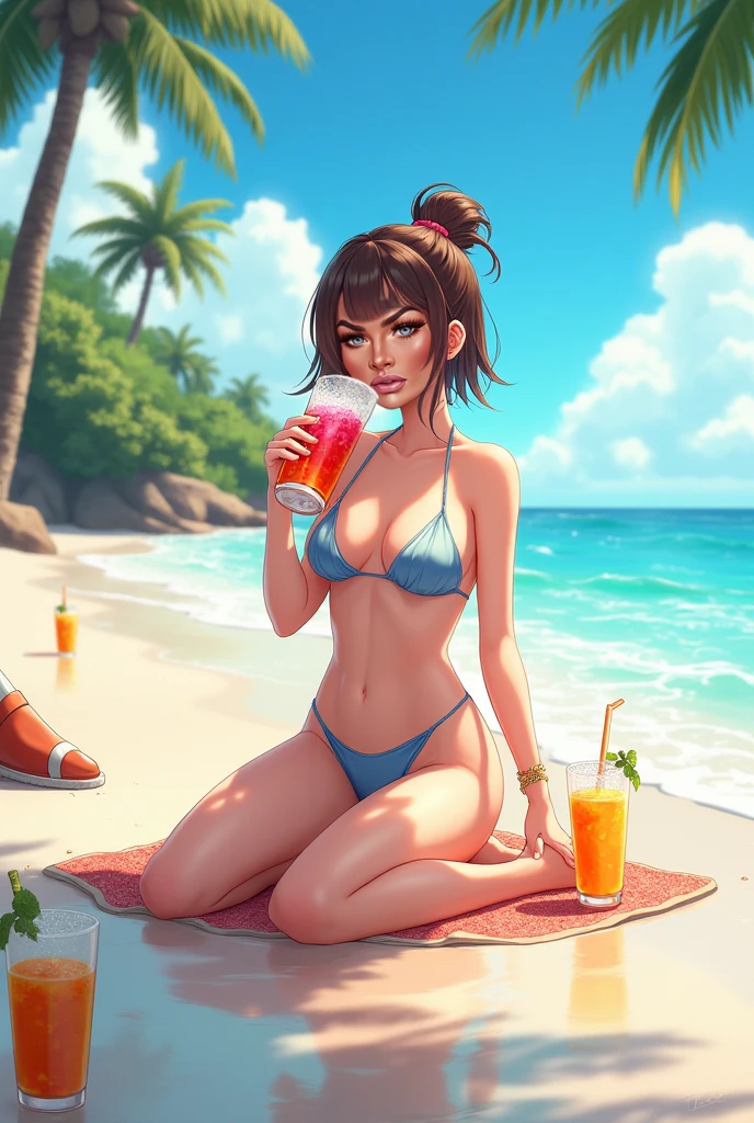 (very detailed, 4k, photorealistic),(camera shot from the back, focusing on midsection and below), (7 pretty mixedlatina girls in different swimsuits), (crowded beach bar scene), sitting facing away from the viewer, sexy bums, girls bending over a beach bar, (female bartender in bikini top behind the happy serving drinks), slighshot swimsuit, bikinis, 1 piece swimsuits, topless, sweating. (detailed face, detailed features, detailed eyes, detailed nose, detailed mouth), rounded bums, thongs, string bikinis, focused on bums