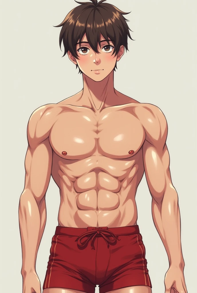 Man muscle pants、16 years old、bikini、slim、Charm、Japanese、short hair、Brown Hair、Cleavage、B cup、Leg spread