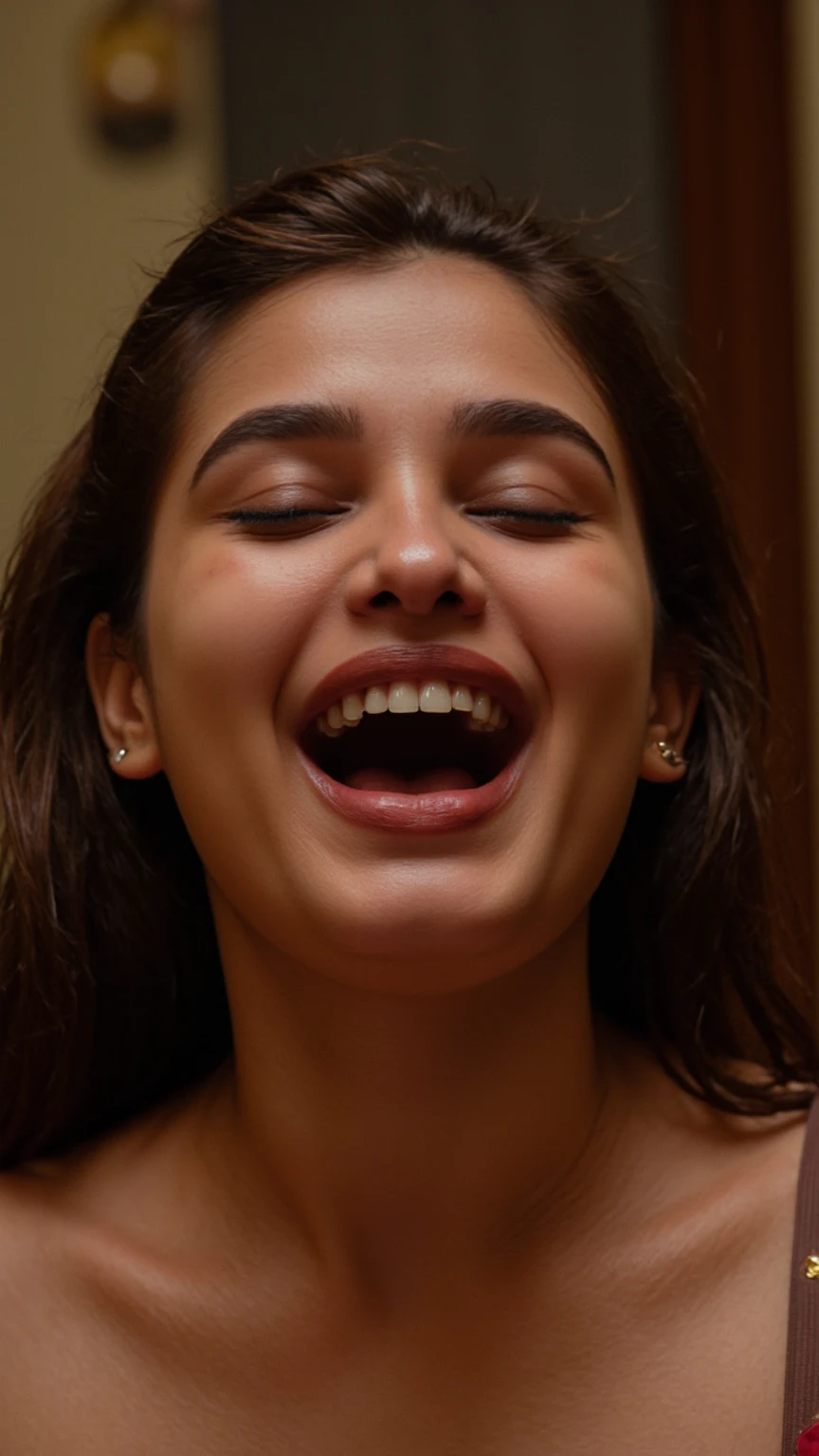 Woman with her mouth wide open