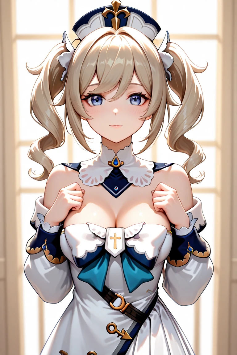 3girls, paizuri, 1boy, pov , penis between the breasts, breasts squeezed together, fantasy, my girlfriend with her floating cute fairy companion, fantasy, cleavage, underboob, cute hat, fantasy adventure comedy, in the room window, Isekai, pubic hair, sweat, areola slip