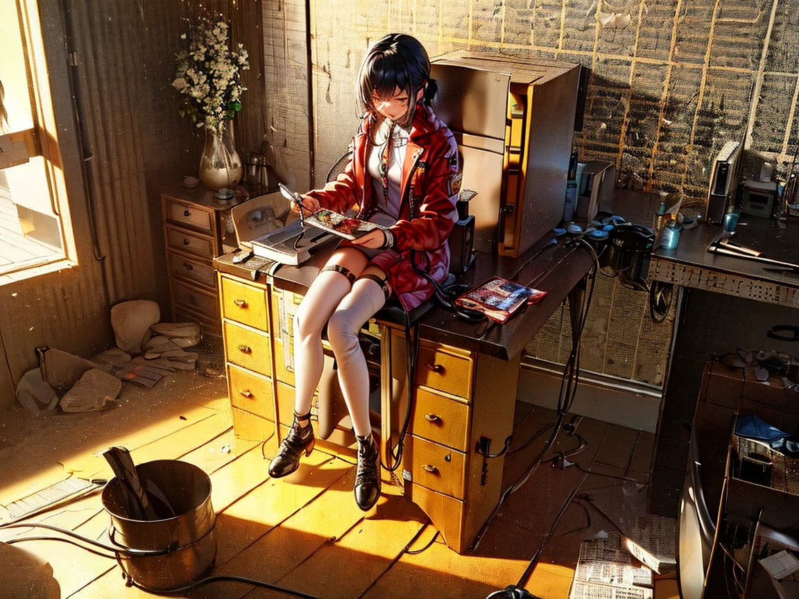 Antique beauty，nakeness，and wear no underwear，sitting on a stool，The legs are forked，Raised sexy，full bodyesbian，frontage， --auto