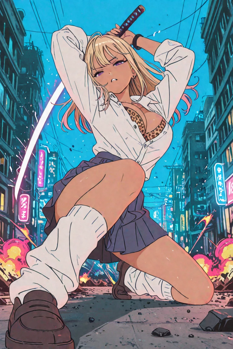 A blonde woman dressed in blue and pink is posing for a photo, Cyberpunk art inspired by Masamune Shirow, Topics on pixiv, graffiti, Fascinating anime, Anime Barbie in White Stockings, Beautiful and attractive anime teen, Beautiful and attractive anime woman, Highly detailed art gems, Splash Art Anime , Naughty anime style, Top rated on pixiv