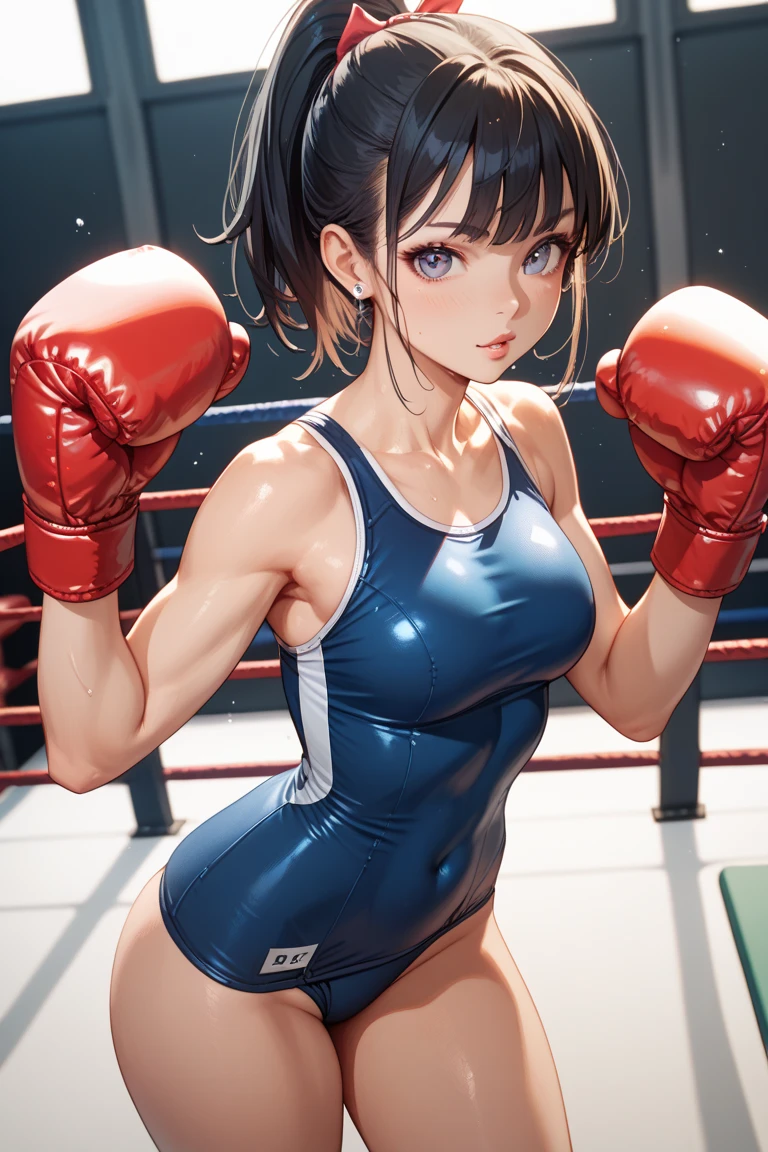 Tight-fitting bodysuit、leotard、Armpit、Mixed Martial Arts、Sweaty、Wet and see-through、Boxing gloves