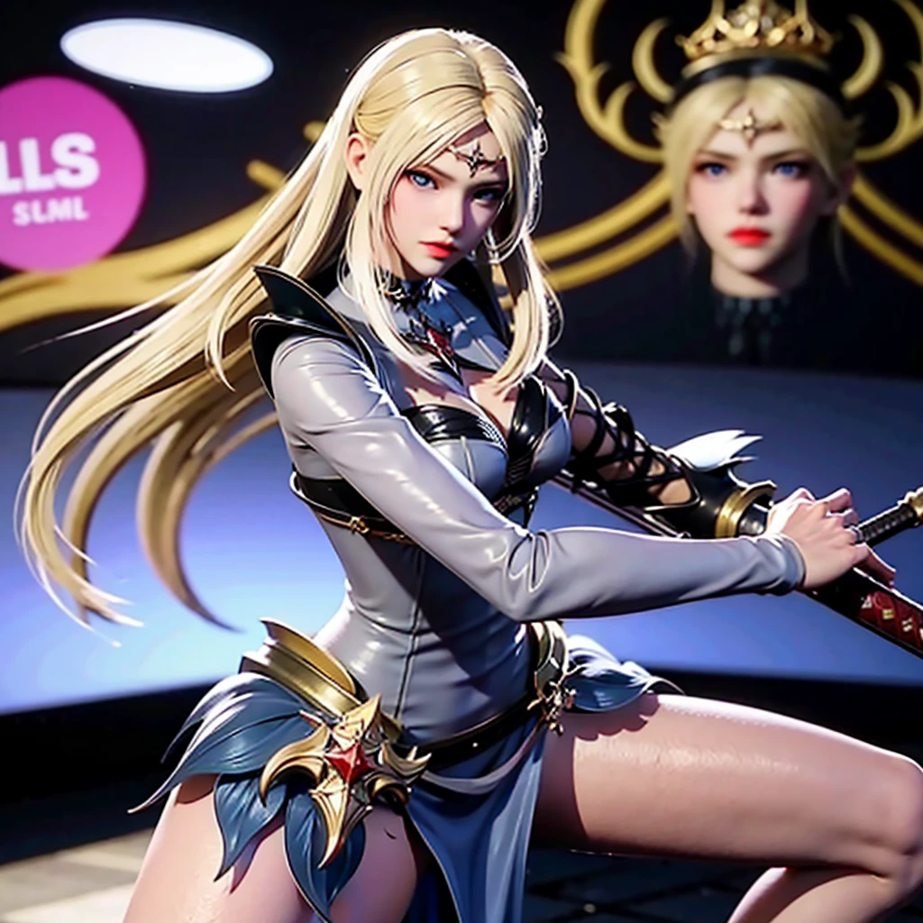 Best quality, masterpiece, big boobs, (large breasts), detailed skin texture, detailed cloth texture, detailed face, super detail, 8k, intricate detail, 1girl, blonde hair, pretty lips