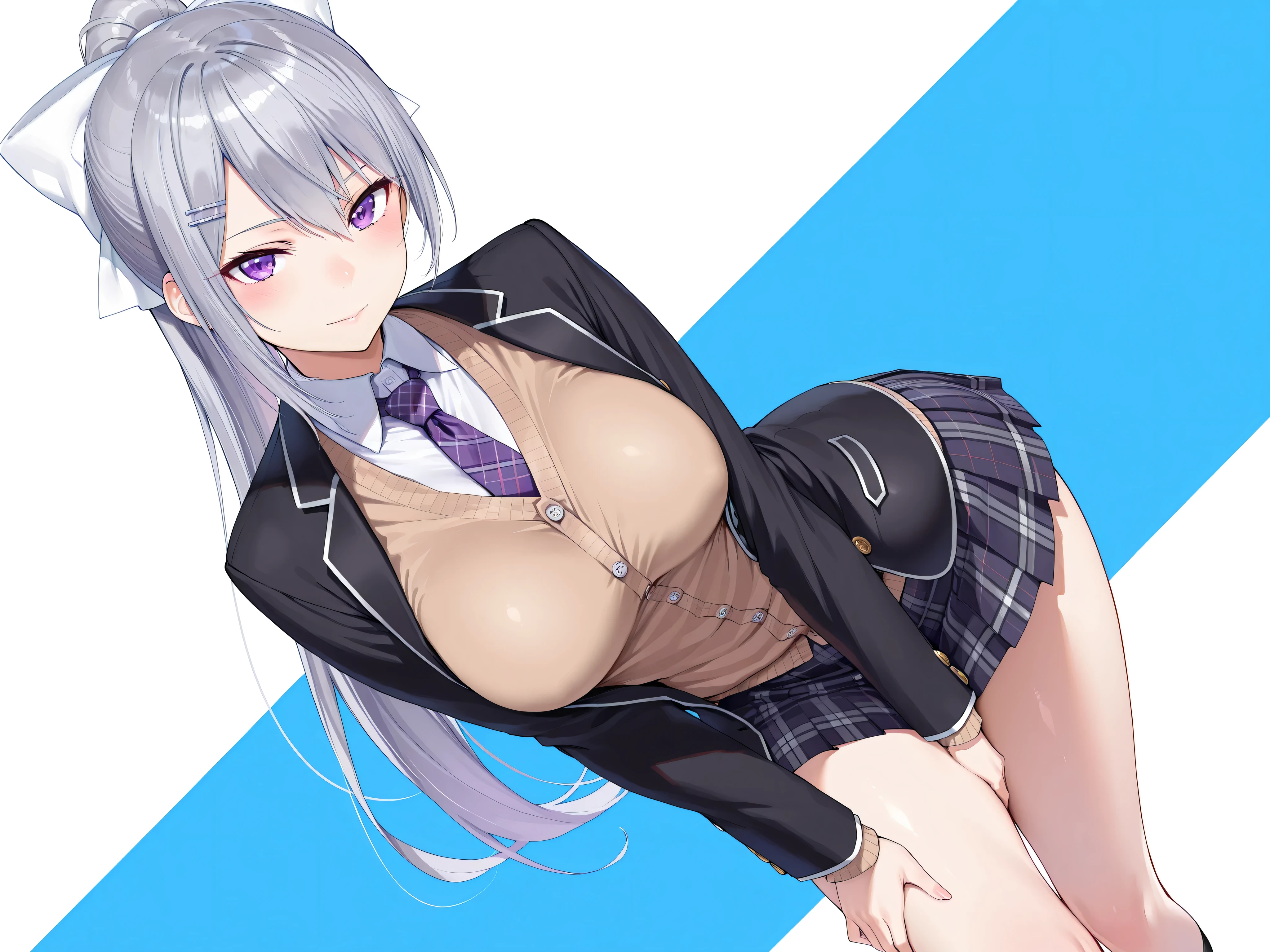 (Highest quality, 8k, masterpiece :1.3),Kaede Higuchi,vtuber, One woman,,Silver Hair,nsfw,,Voluptuous body,,Sex with an invisible man,