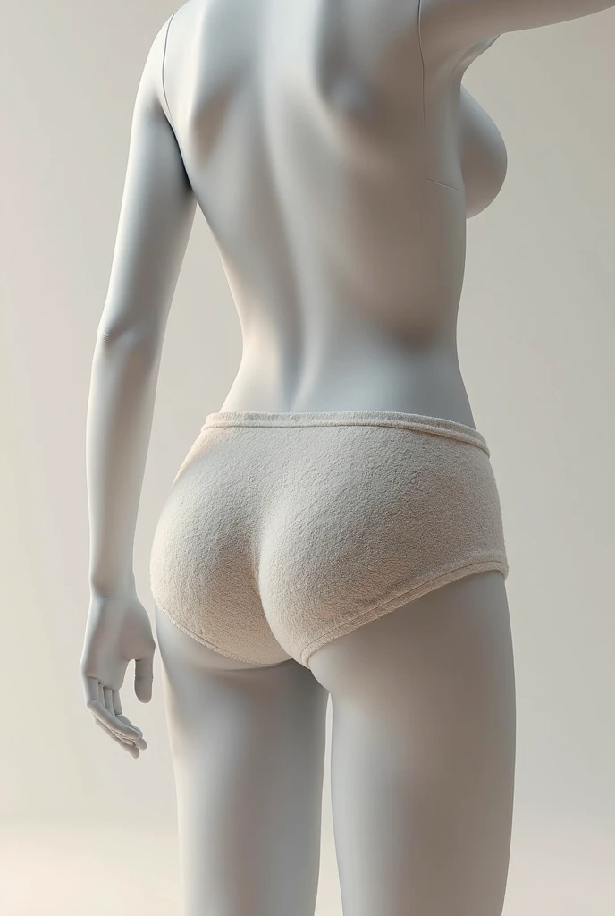 black haired woman in white bra and white cotton panties, standing in front of a wall, photo realistic