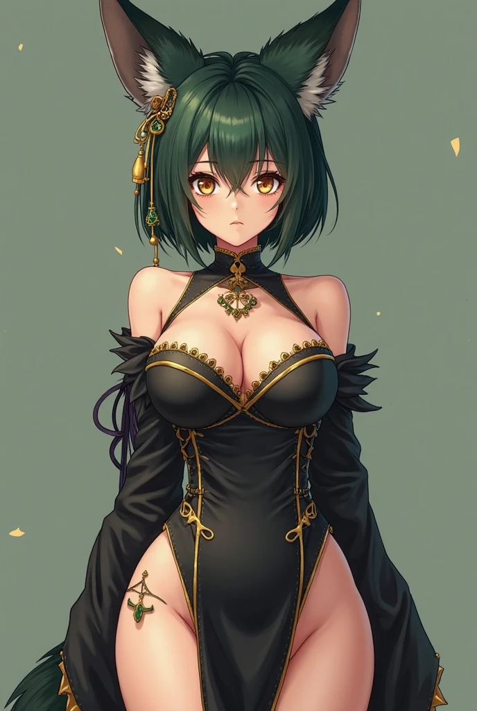 absurdos, high resolution, ultra-afiado, 8k, obra de arte, brandish, 1 garota, cabelo verde, cabelo curto, {{Vestido de noite preto}}, sala, noite, corpo todo, {pernas abertas}, {{dedos perfeitos}}