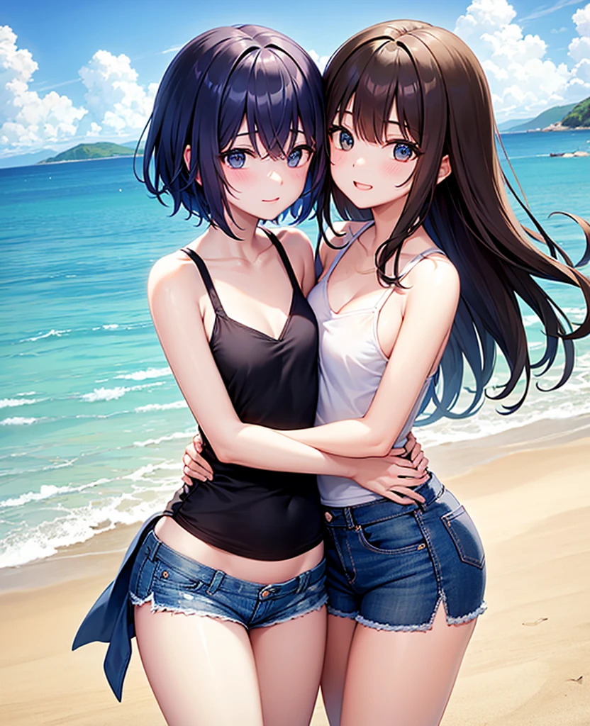 ((best quality)), ((masterpiece)), (detailed), 1 girl, una chica de pelo negro Bob corto ojos azules celeste con pecas en su cara con labios carnosos con traje de baño completo de senos enormes yun culo ancho como aus muslos anchos sacando su lengua de color azul extremadamente larga como una 📏📐y con pecas en el culo mostrando lo acostada en la arena boca abajo mostrando su trasero en la playa en bikini completo negro de espaldas acostada en la arena mostrando su culo con pecas en sus tetas titánicamente gigante con un vaso de semen