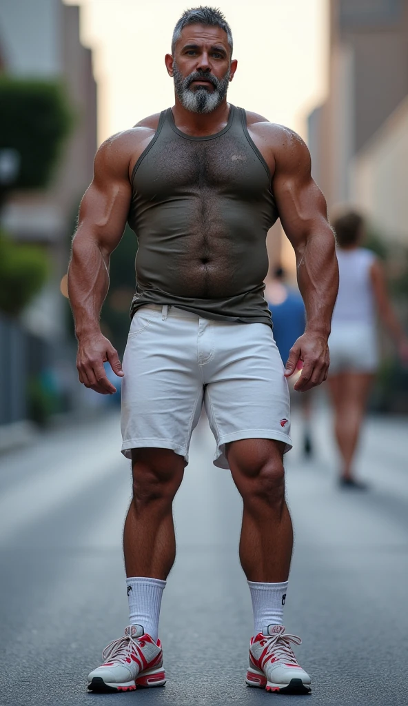 Shirtless and wearing white pants、A 40-year-old shirtless Japanese karateka with a black belt and moustache stands in a dimly lit dojo,Put your back against the wall,Oblique front view from the waist up,A fierce look,Expression distorted in pain,Open the chest,drooling, Pathological look,black belt,put back on the wall,put bottom on the wall,Put your hands in your pockets,Thin arms,Shaved Head,shirtless
