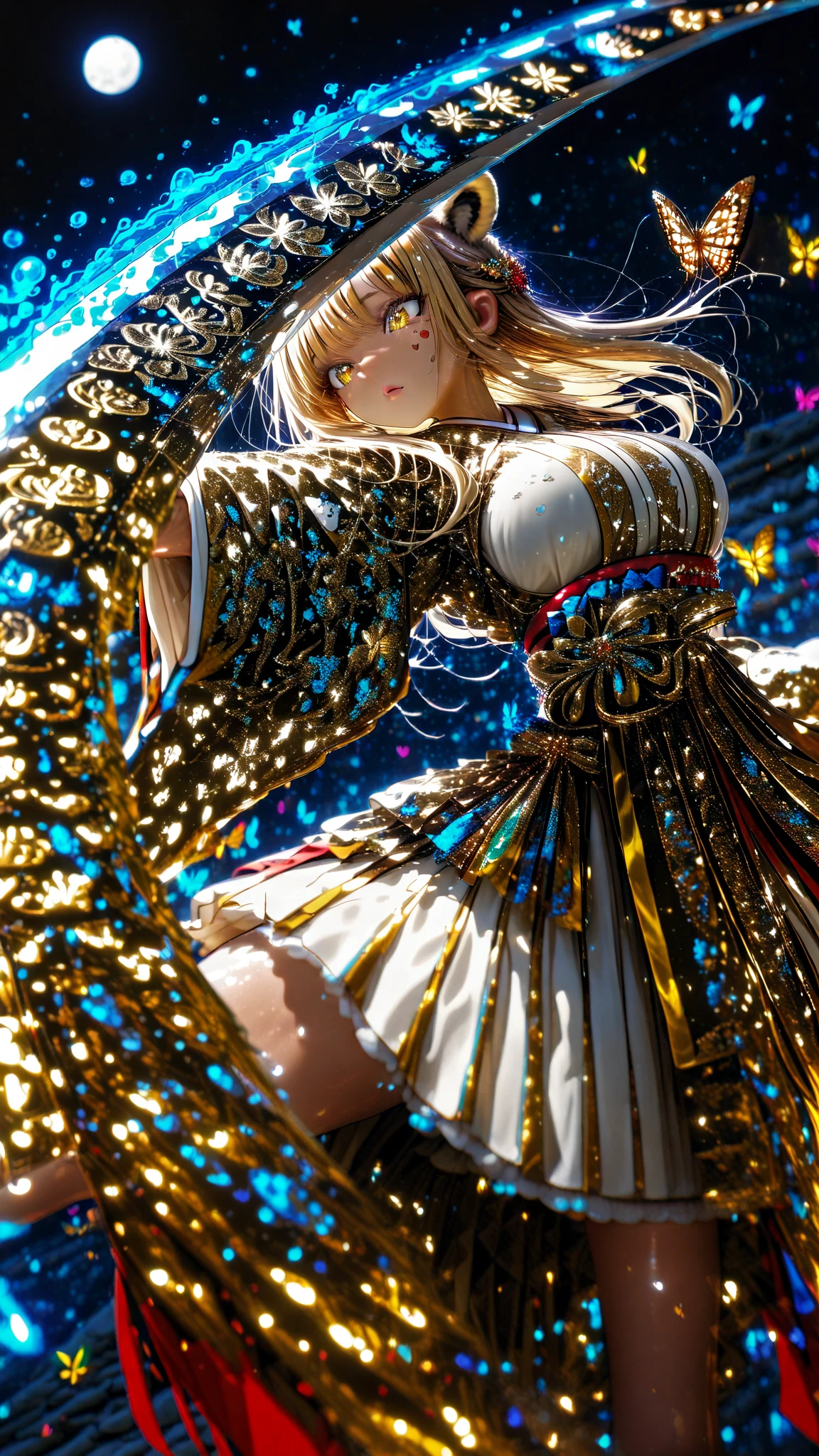 5，(((bishoujo，Deep V，((Shy expression:1.4))，cleavage cutout，Shocked，open cloths，Squeeze chest，(bitch_virgin:1.5)，Exposed breasts，Rainbow Hair，Laser clothes，Pure and sexly，torpedo breast，Pointed chest，torpedo breasts)))，curvy ，High target_solve, clearly_image, Detailed background，best quality, Gold，number, Very detailed, Finely, high resolution, 8k画质， Perfect dynamic composition, long hair, wavy hair， Charming pose，sexly，Shy，masterpiece, best quality, high resolution, 8k, HDR, raytracing, detailed shadows, beautiful girl, (hyperdetailed:1.15)，5