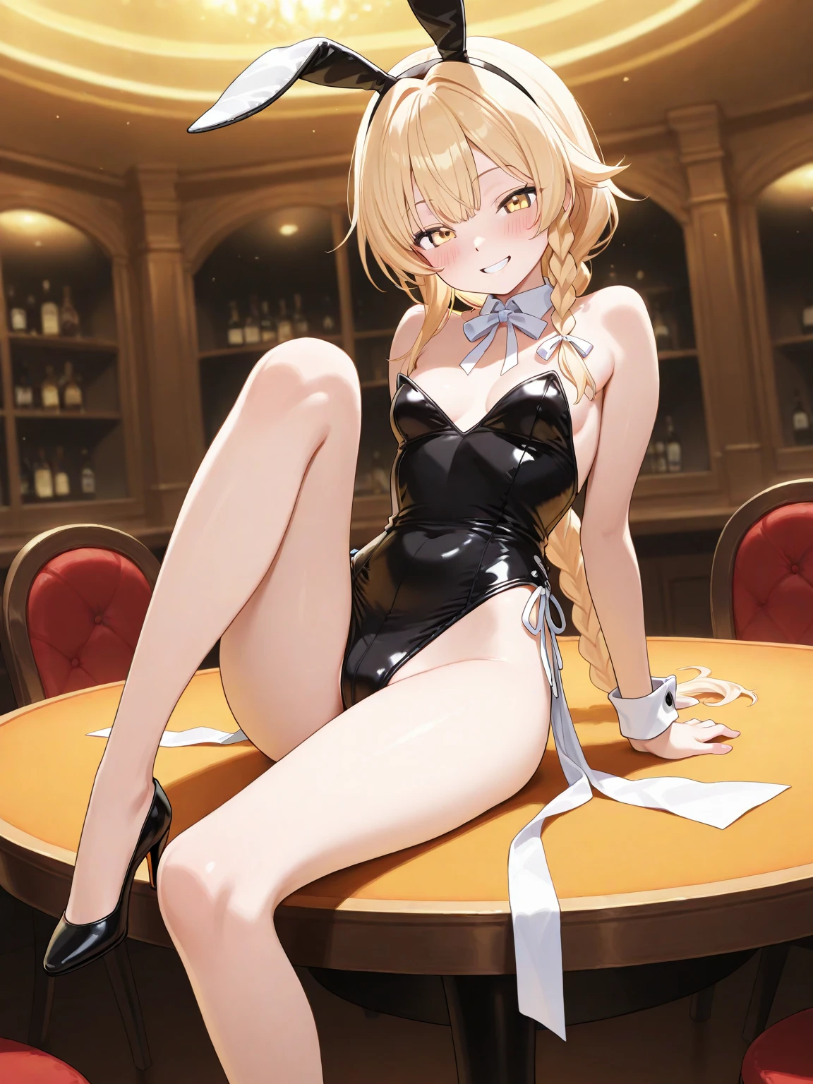 Increases the size of her breasts and fills her breasts and face with semen