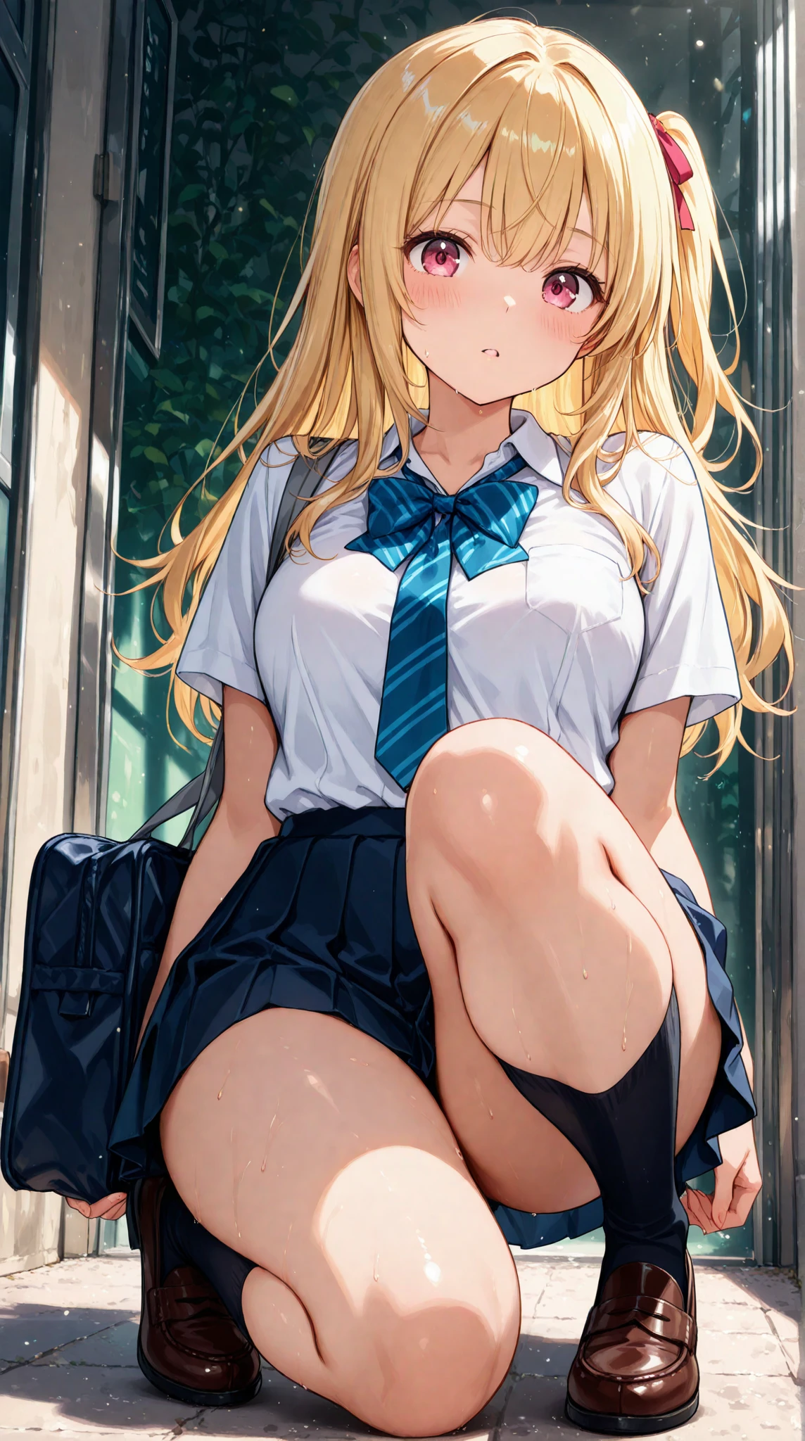 Please wear pink or light blue panties.、