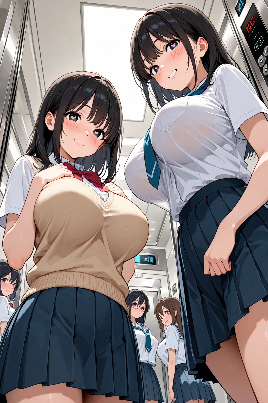 Several women、During commute、Women-only vehicle、Inside a Japanese train、(Huge breasts:1.2、sagging breast:1.2)、Brown Hair、Blonde、Black Hair、Silver Hair、Gal、high school student、OL、color々Clothes