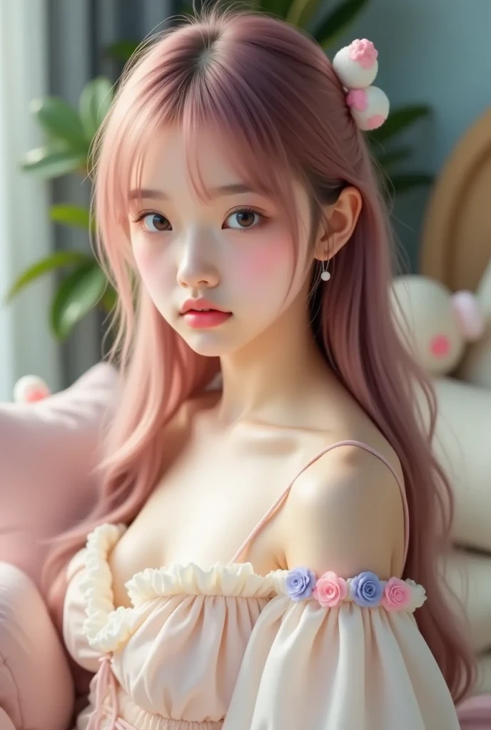 Top Quality, Masterpiece, Hi-Res, 1 Girl, 10~12 years old, Cute Pink Naked, Necklace, Jewelry, Beautiful Face, upon_body, Tyndall Effect, Photorealistic, Dark Studio, Rim Lighting, Two-Tone Lighting, (High Definition Skin: 1.2), 8K UHD, DSLR, Soft Lighting, High Quality, Volumetric Lighting, Candid, Photography, High Resolution, 4k, 8k, Bokeh,