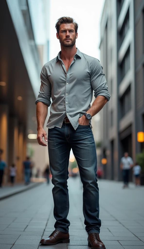 A handsome and cute tall asian boy with perfect face white skin, black hair, light pink lip, dressed in black shirt open showing abs in blue jeans pant full body pic