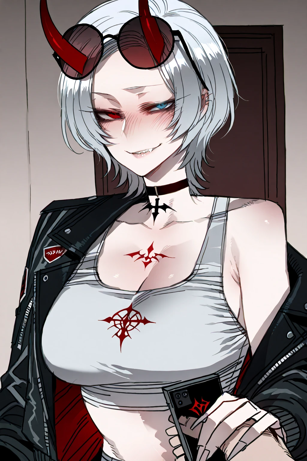 ((Demon girl,demon wings, yellow wings,demon horns)), 1 demon girl, girl,1girl,((extremely cute and beautiful demon yellow haired girl)),(large breasts:1.4),((((short yellow hair:1.35,bangs,colored inner hair,ear breathing)))),(((yellow_eyes:1.3))),intricate eyes,beautiful detailed eyes,symmetrical eyes,garnet eyes,((((lustrous skin:1.5,tanned skin,bright skin:1.5,skin tanned,shiny skin,very shiny skin,shiny body)))),(spider lower abdomen,narrow waist,wide hip,athletic body,inflated legs,thick thighs,detailed body,(detailed face)),((heart pupils:1.4, heart,hearts,heart marks)),

cute,slutty,seductive,erotic,(nsfw),

choker,latex,leather jacket,yellow shirt,leather short,(yellow theme:1.2),(yellow tone:1.2),black tone,((navel)),(((unzipped, open fly))),

(dynamic pose:1.0),(grin:0.6),provocative,(centered,scale to fit dimensions,Rule of thirds),

((snowy yellow cherry forest:1.5)),winter,scenery:1.25,((intricate scenery)),((snow forest background)),

(Glossy winter ornaments),highres,sharp focus,(ultra detailed,extremely detailed),(photorealistic artwork:1.37),(extremely detailed CG unity 8k wallpaper),(((vibrant colors,vibrant theme))),(intricate),(masterpiece),(best quality),artistic photography,(photography taken by sldr),(intricate background),perfect rendered face,perfect face details,realistic face,photo realistic,((intricate detail)),(((realism))),
