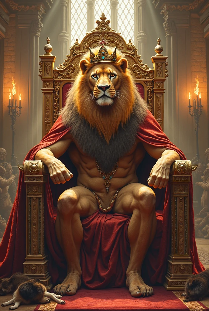 i need a picture of lebron james as the lion king of the beasts with fire from his eyes with a king's crown