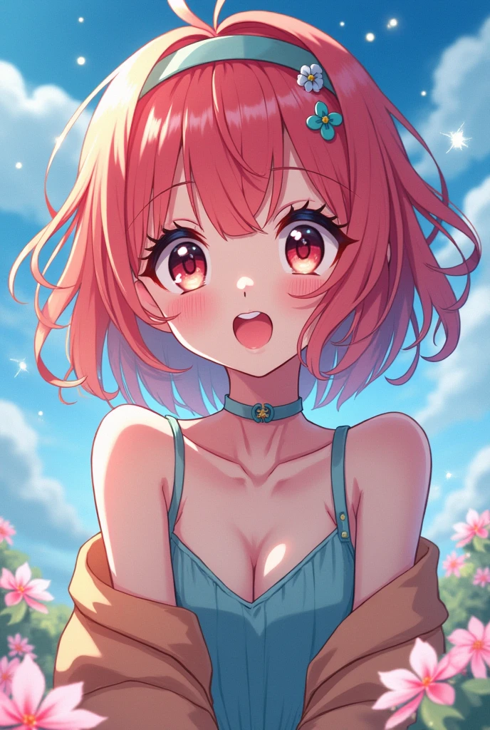  anime girl playing with her boobs